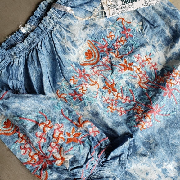 LAST ONE❗MONORENO Tencel Tie-Dye Embroidered Tunic Top - Picture 4 of 9